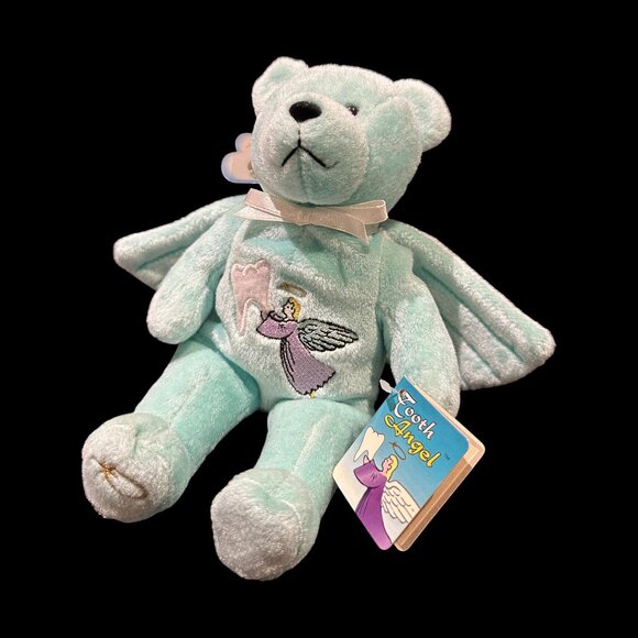 Vintage Holy Bears Tooth Angel Plush Bear, Mint Green Tooth Fairy Stuffed Animal - Picture 5 of 13